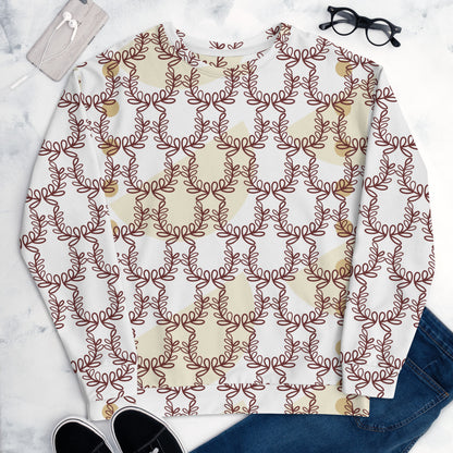 Men's All-Over Print Recycled Unisex Sweatshirt Laurel Leaves Crown White