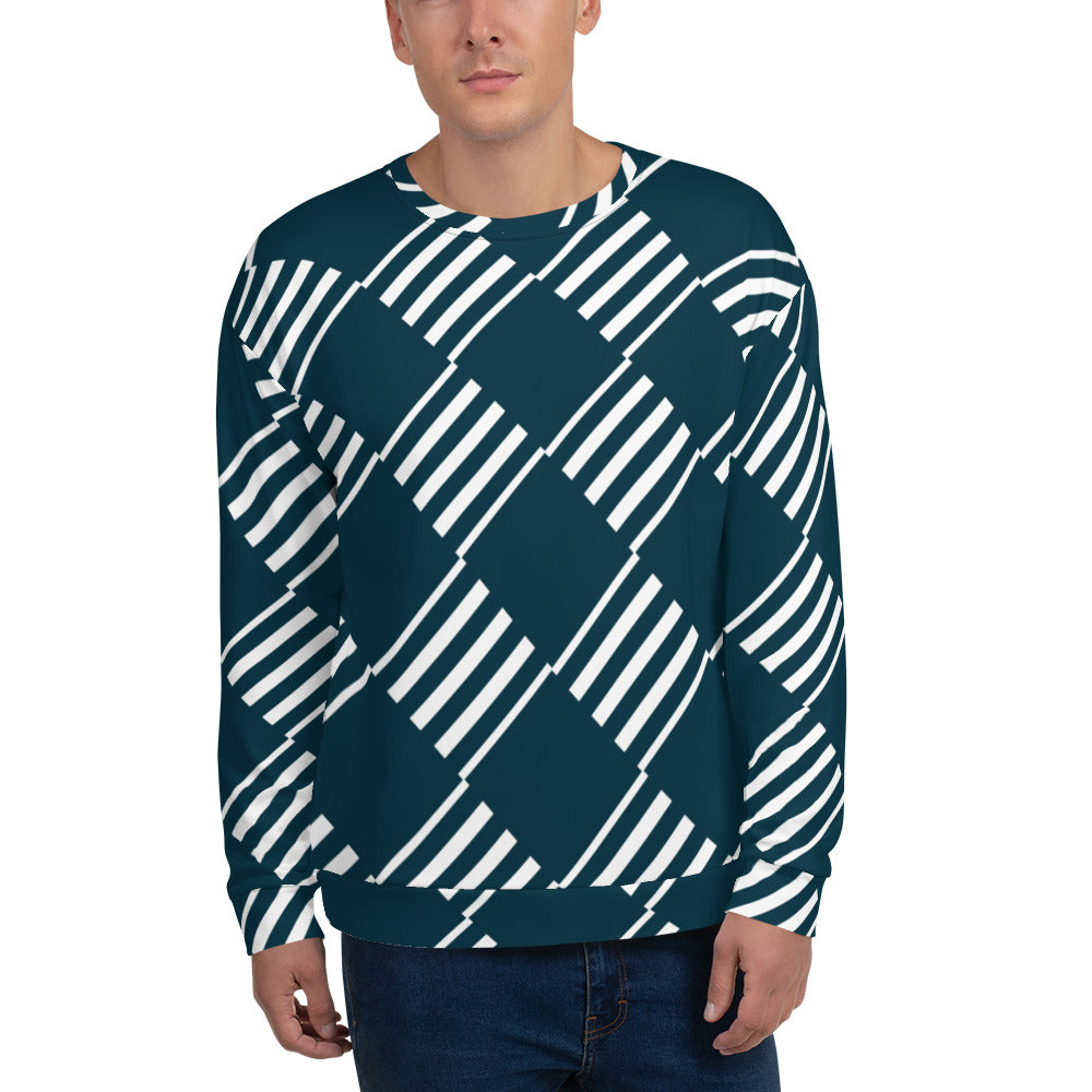 Men's All-Over Print Recycled Unisex Sweatshirt Love Pattern Stripes Blue Whale