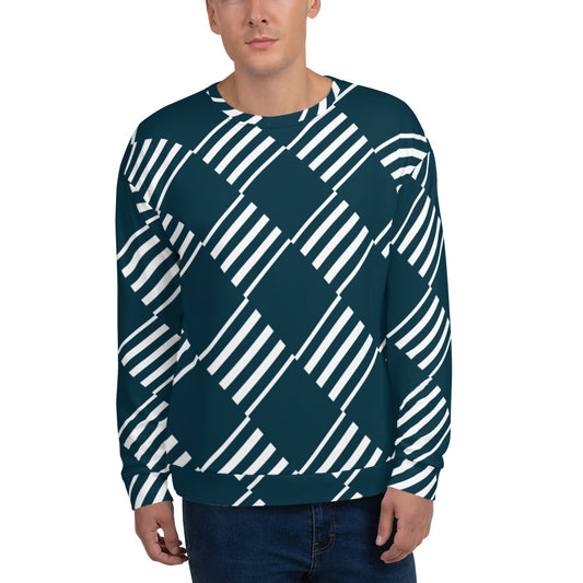 All-Over Print Recycled Unisex Sweatshirt Love Pattern Stripes Blue Whale for Man