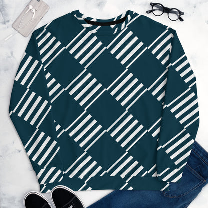 Men's All-Over Print Recycled Unisex Sweatshirt Love Pattern Stripes Blue Whale
