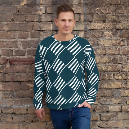 Men's All-Over Print Recycled Unisex Sweatshirt Love Pattern Stripes Blue Whale