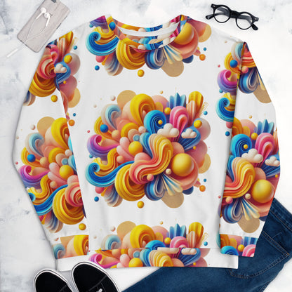 All-Over Print Recycled Unisex Sweatshirt Joyful Waves for Woman