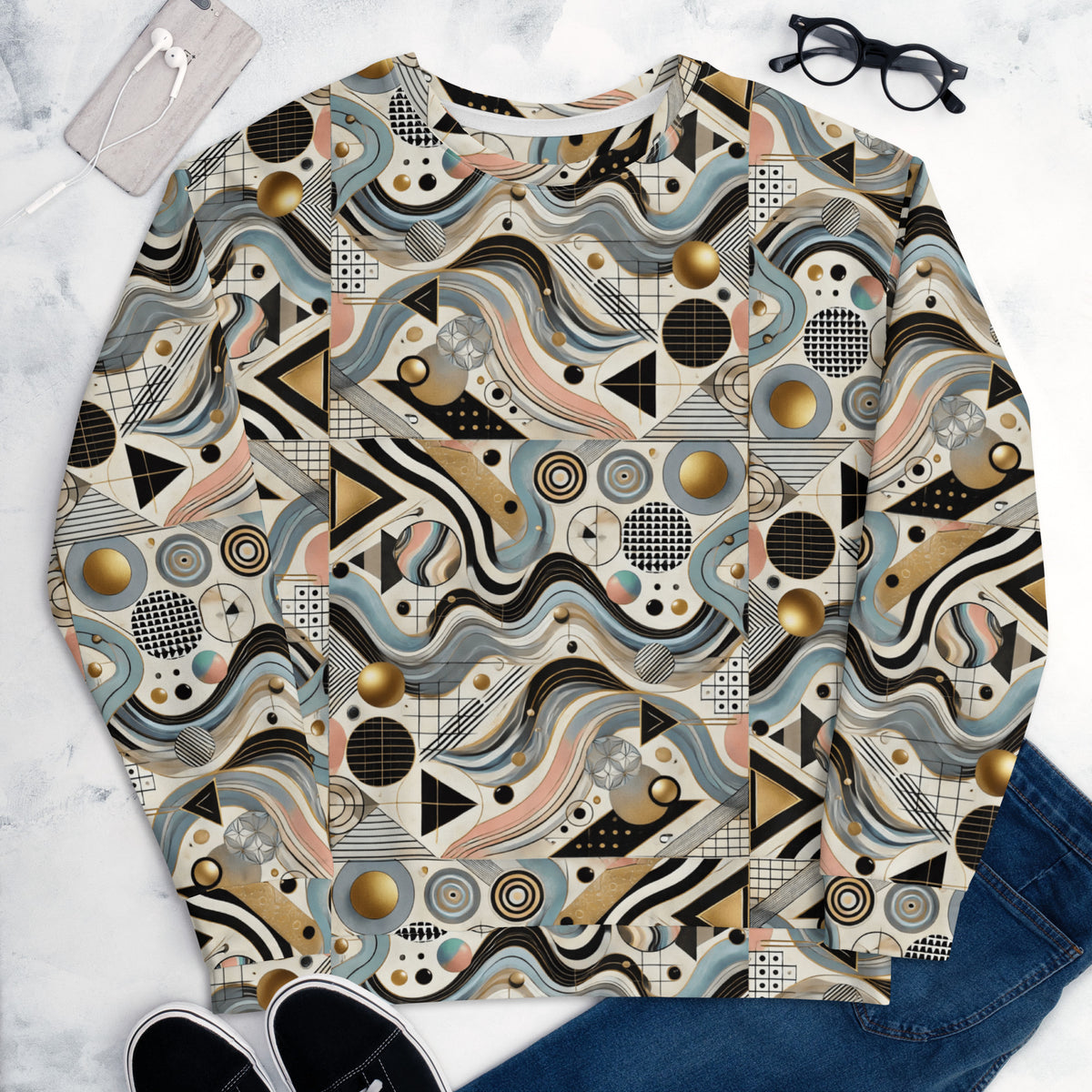 Men's All-Over Print Recycled Unisex Sweatshirt Nature's Geometry Style 1