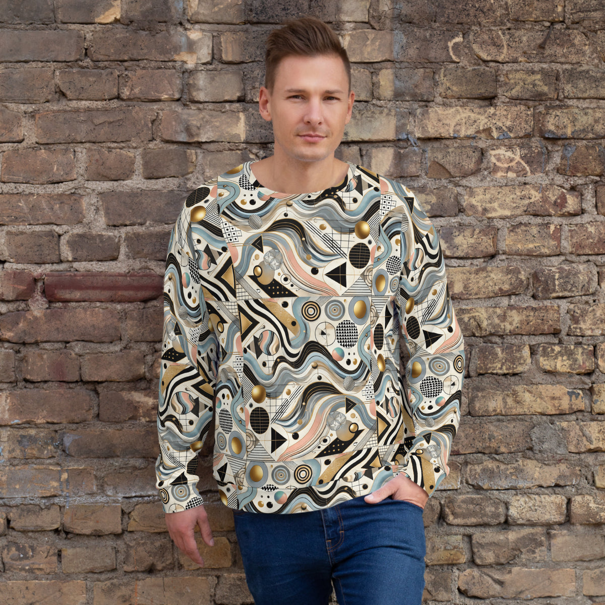 Men's All-Over Print Recycled Unisex Sweatshirt Nature's Geometry Style 1