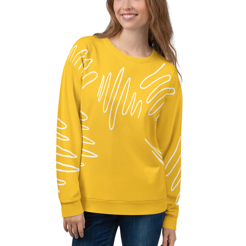 Women's Yellow Abstract Scribble Lines Recycled Sweatshirt – Good ...