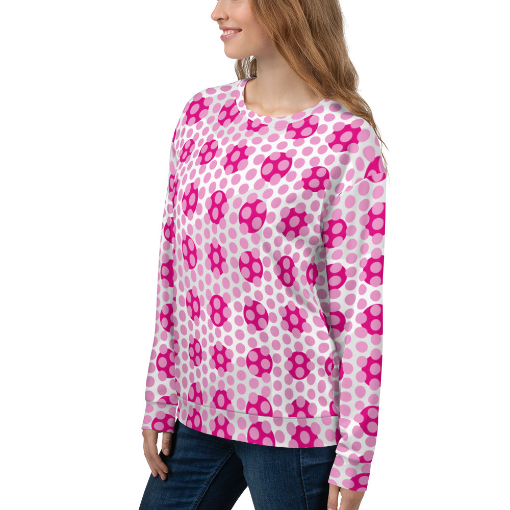 All-Over Print Recycled Unisex Sweatshirt Circles Polka-dot Lavender Rose for Woman
