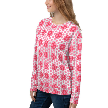 All-Over Print Recycled Unisex Sweatshirt Polka-dot Tickle Me Pink for Women