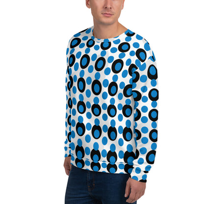 All-Over Print Recycled Unisex Sweatshirt Circles Navy Blue for Man