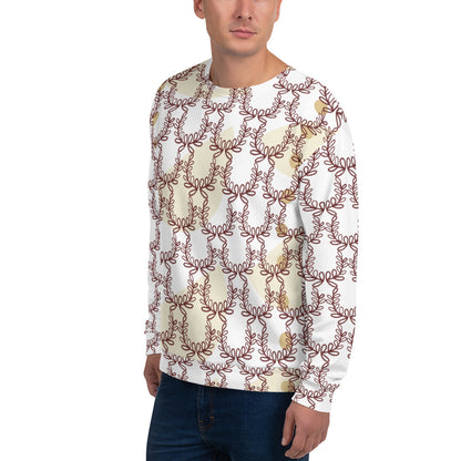 Men's All-Over Print Recycled Unisex Sweatshirt Laurel Leaves Crown White