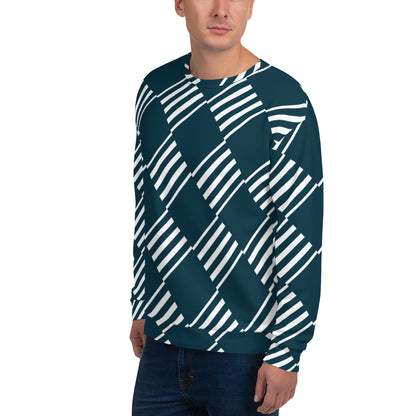 Men's All-Over Print Recycled Unisex Sweatshirt Love Pattern Stripes Blue Whale