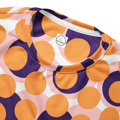 All-Over Print Recycled Unisex Sweatshirt Abstract Circles Texas Rose Orange for Woman