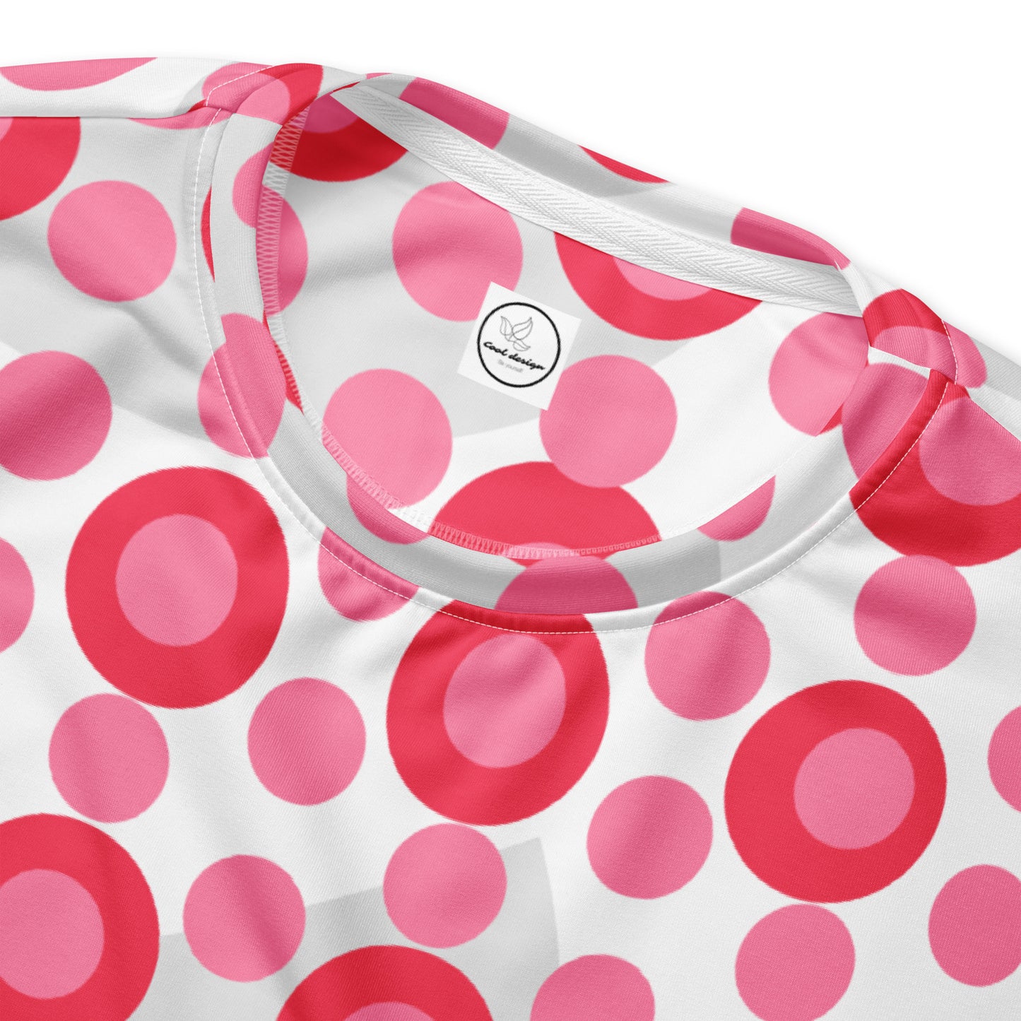 All-Over Print Recycled Unisex Sweatshirt Circles and Polka Dots Tickle Me Pink for Woman
