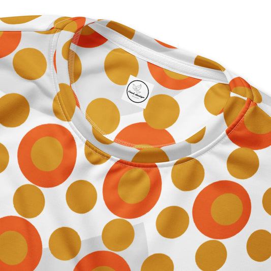 All-Over Print Recycled Unisex Sweatshirt Circles and Polka Dots Buttercup Yellow for Woman