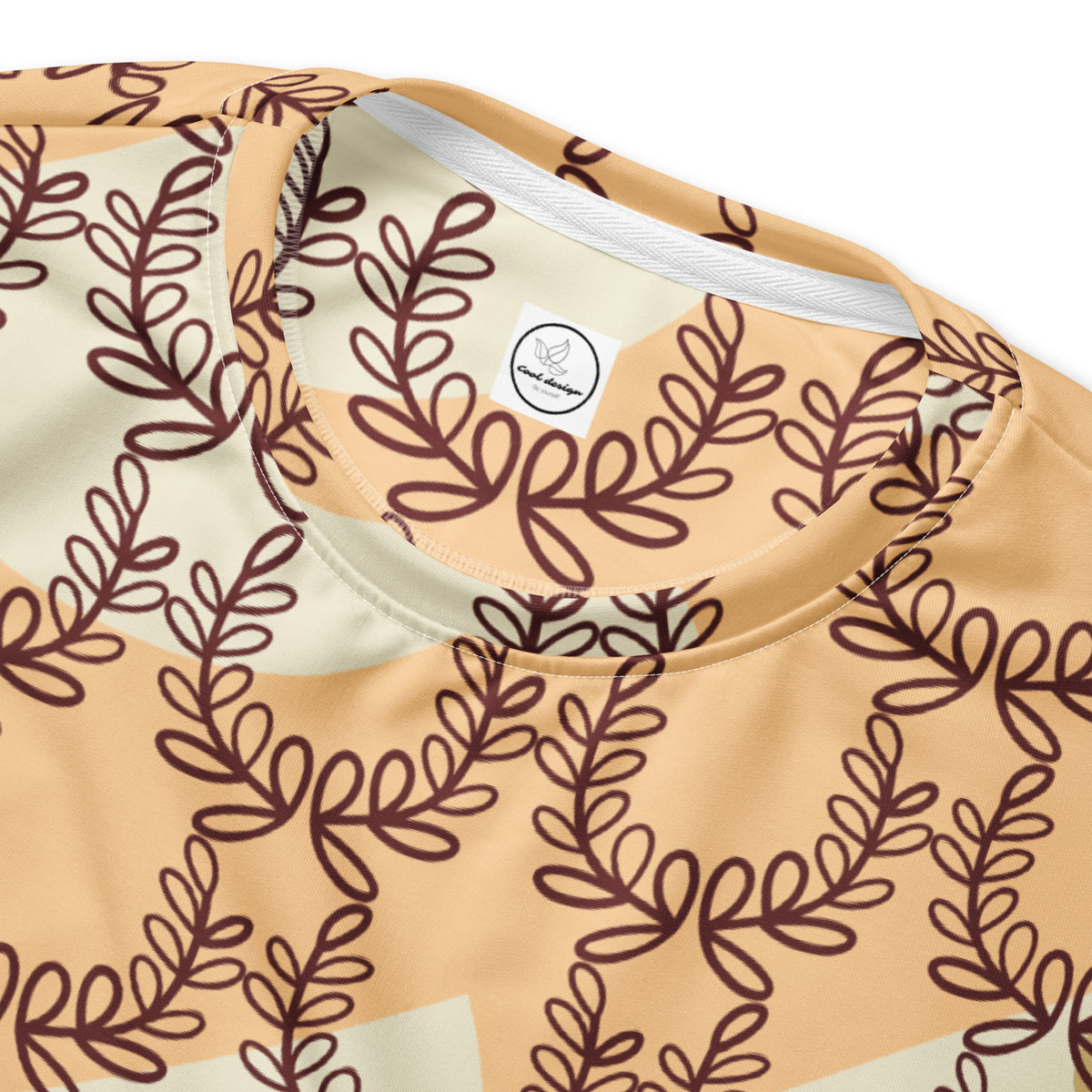 Men's All-Over Print Recycled Unisex Sweatshirt Laurel Leaf Crown Frangipani Orange