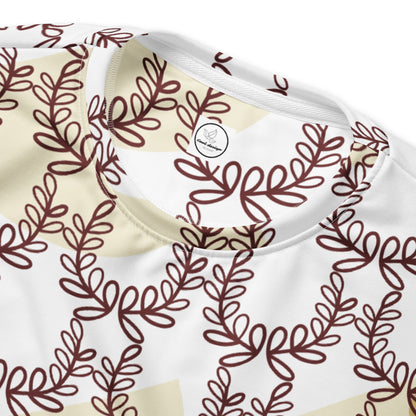 Men's All-Over Print Recycled Unisex Sweatshirt Laurel Leaves Crown White