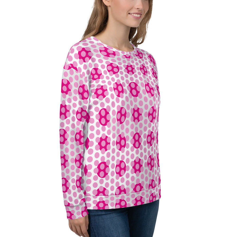 All-Over Print Recycled Unisex Sweatshirt Circles Polka-dot Lavender Rose for Woman
