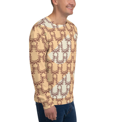 Men's All-Over Print Recycled Unisex Sweatshirt Laurel Leaf Crown Frangipani Orange