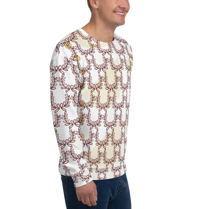 Men's All-Over Print Recycled Unisex Sweatshirt Laurel Leaves Crown White
