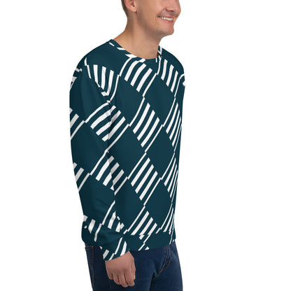 Men's All-Over Print Recycled Unisex Sweatshirt Love Pattern Stripes Blue Whale