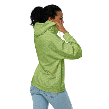 Women's All-Over Print Recycled Unisex Zip Hoodie Leaves Wild Willow Green