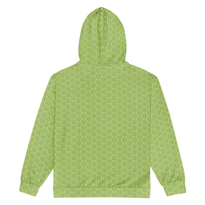 Women's All-Over Print Recycled Unisex Zip Hoodie Leaves Wild Willow Green