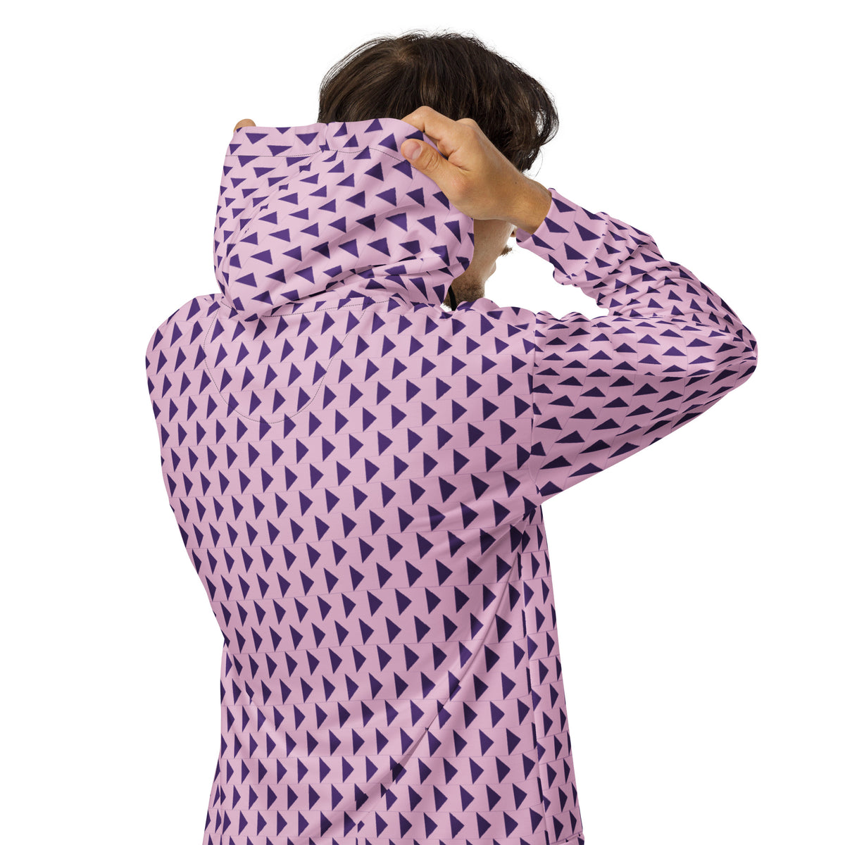 Men's All-Over Print Recycled Unisex Zip Hoodie Triangle Twilight Purple