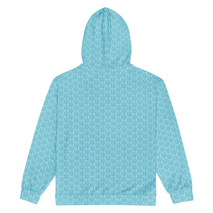 Women's All-Over Print Recycled Unisex Zip Hoodie Leaves Columbia Blue