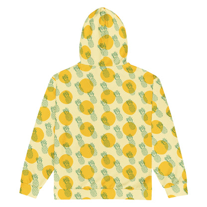 Men's All-Over Print Recycled Unisex Zip Hoodie Pineapples Banana Mania Yellow