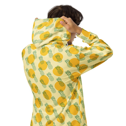 Men's All-Over Print Recycled Unisex Zip Hoodie Pineapples Banana Mania Yellow