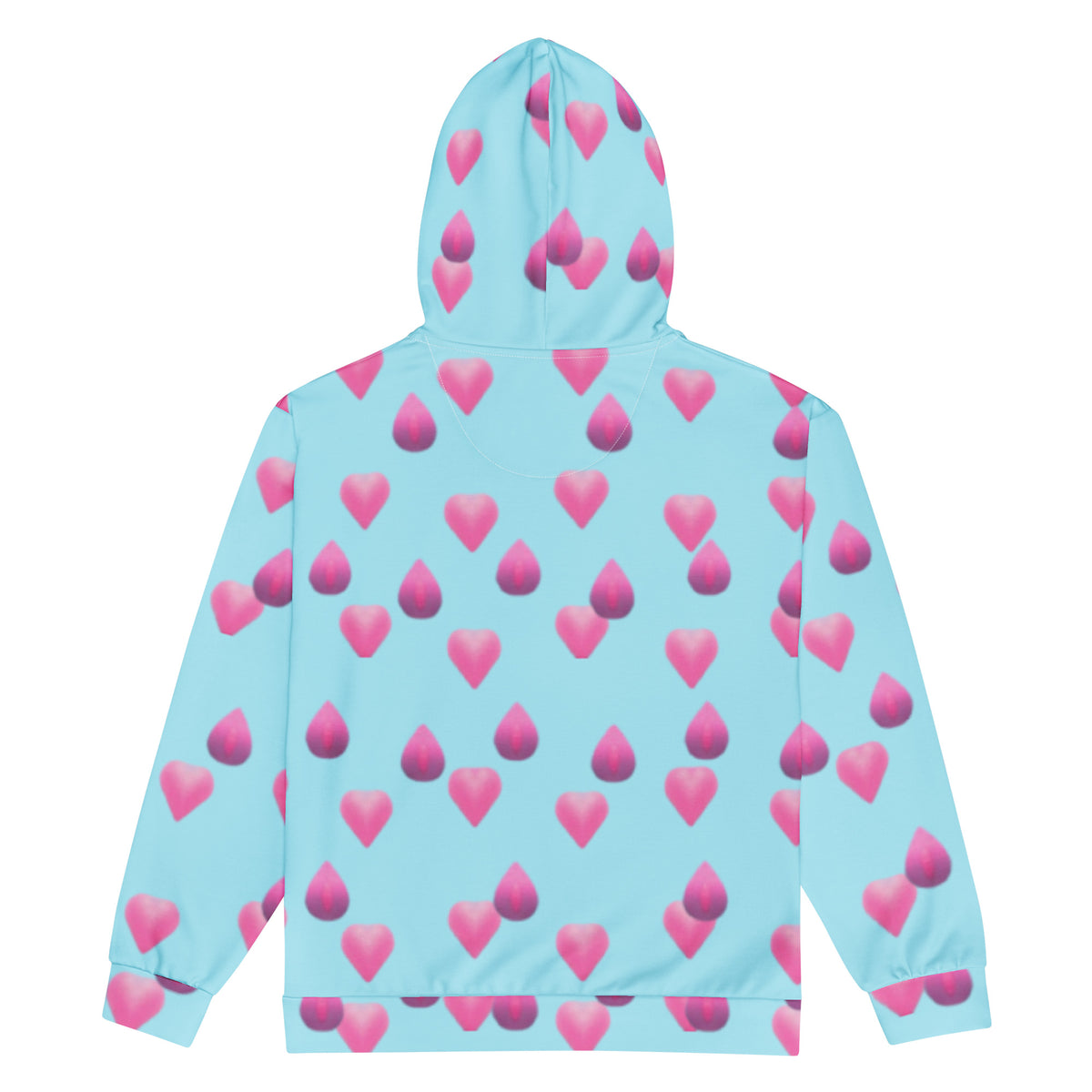 Women's All-Over Print Recycled Unisex Zip Hoodie Rose Pink Hearts Blizzard Blue