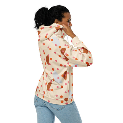 Women's All-Over Print Recycled Unisex Zip Hoodie Mushrooms Papaya Whip Beige