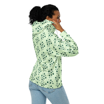 Women's All-Over Print Recycled Unisex Zip Hoodie Bubbles Panache Green