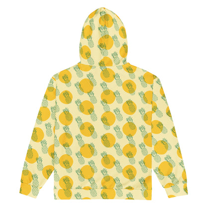 Women's All-Over Print Recycled Unisex Zip Hoodie Pineapples Banana Mania Yellow