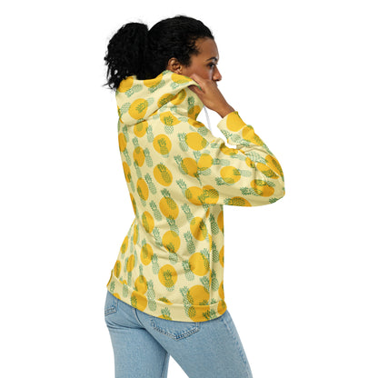 Women's All-Over Print Recycled Unisex Zip Hoodie Pineapples Banana Mania Yellow