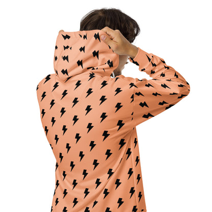 Men's All-Over Print Recycled Unisex Zip Hoodie Lighting Orange Mandys Pink