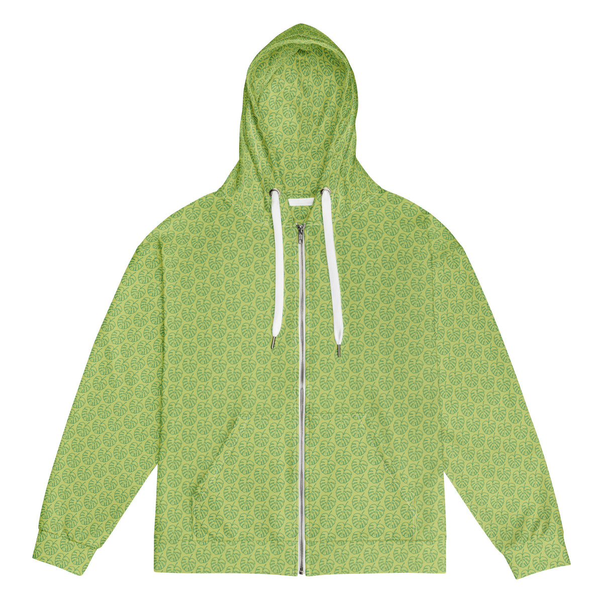 Women's All-Over Print Recycled Unisex Zip Hoodie Leaves Wild Willow Green