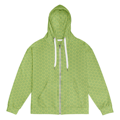 Women's All-Over Print Recycled Unisex Zip Hoodie Leaves Wild Willow Green