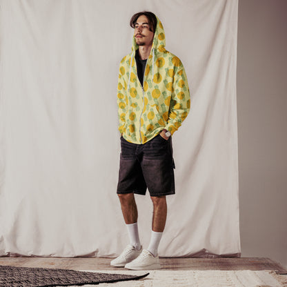Men's All-Over Print Recycled Unisex Zip Hoodie Pineapples Banana Mania Yellow