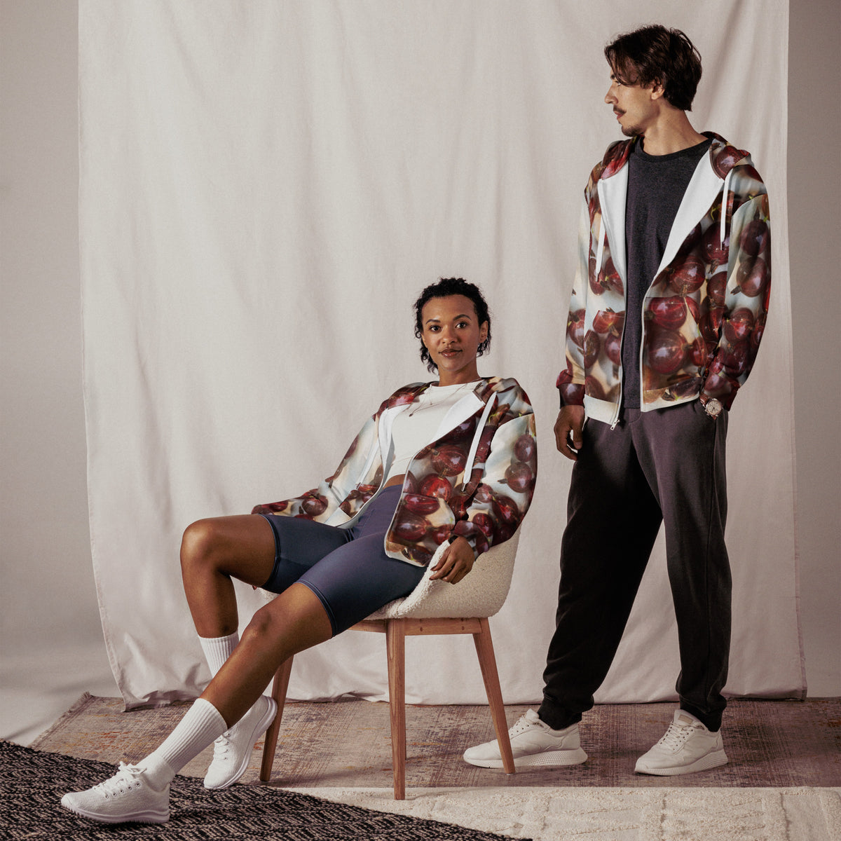 Women's All-Over Print Recycled Unisex Zip Hoodie Grapes