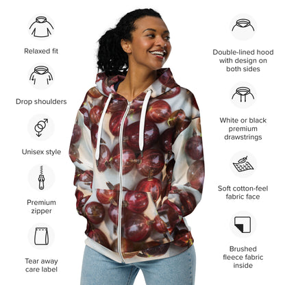 Women's All-Over Print Recycled Unisex Zip Hoodie Grapes