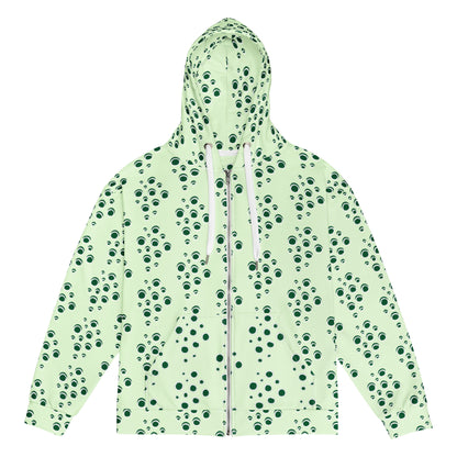 Women's All-Over Print Recycled Unisex Zip Hoodie Bubbles Panache Green