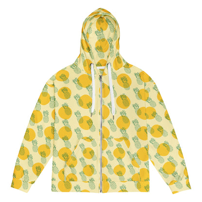 Women's All-Over Print Recycled Unisex Zip Hoodie Pineapples Banana Mania Yellow
