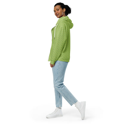 Women's All-Over Print Recycled Unisex Zip Hoodie Leaves Wild Willow Green
