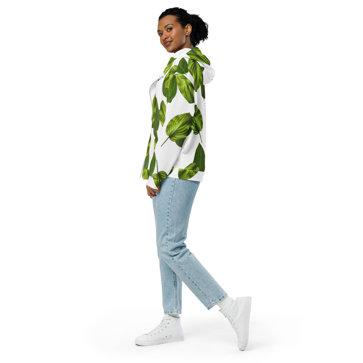 Women's All-Over Print Recycled Unisex Zip Hoodie Leaves