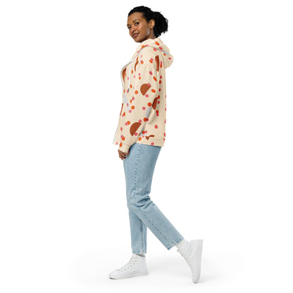 Women's All-Over Print Recycled Unisex Zip Hoodie Mushrooms Papaya Whip Beige
