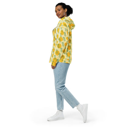 Women's All-Over Print Recycled Unisex Zip Hoodie Pineapples Banana Mania Yellow