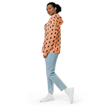 Women's All-Over Print Recycled Unisex Zip Hoodie Lighting Orange Mandys Pink
