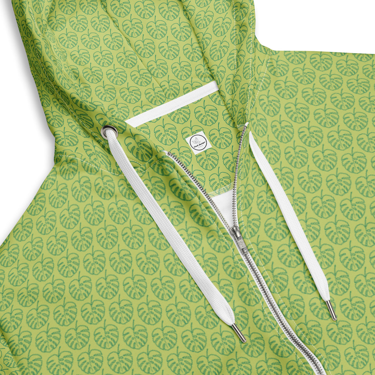 Women's All-Over Print Recycled Unisex Zip Hoodie Leaves Wild Willow Green