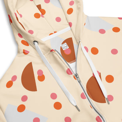 Women's All-Over Print Recycled Unisex Zip Hoodie Mushrooms Papaya Whip Beige