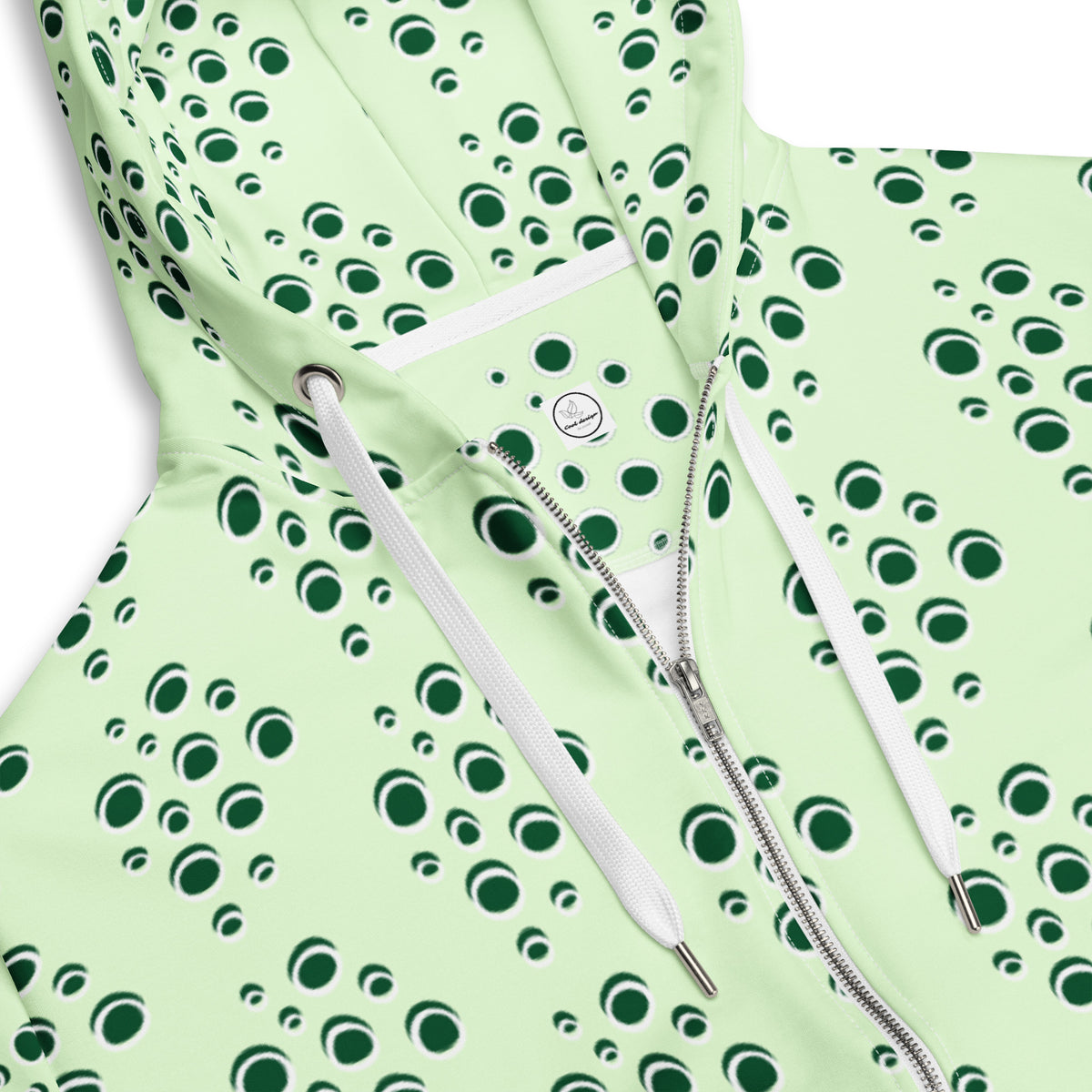 Women's All-Over Print Recycled Unisex Zip Hoodie Bubbles Panache Green
